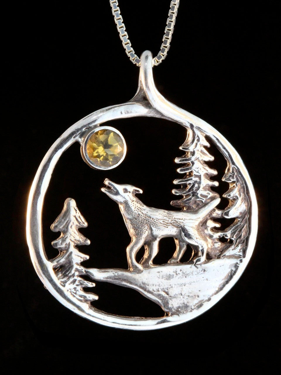 Lunar Wolf Song Pendant with Citrine