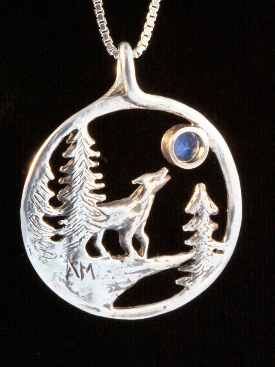 Lunar Wolf Song Pendant with Moonstone