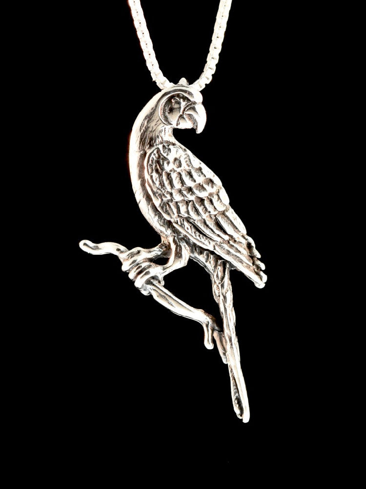 Macaw Parrot Charm in Silver