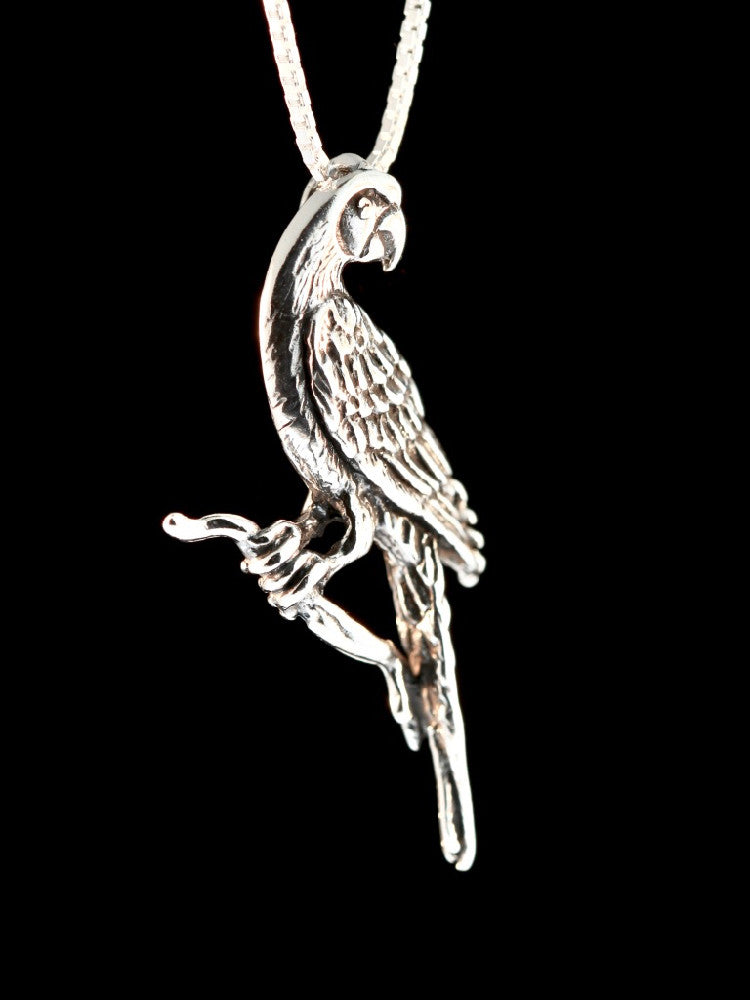 Macaw Parrot Charm in Silver