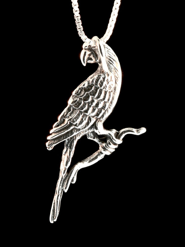 Macaw Parrot Charm in Silver