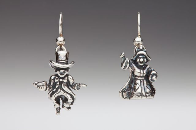 Alice - Mad Hatter and Queen of Hearts Earrings - Silver