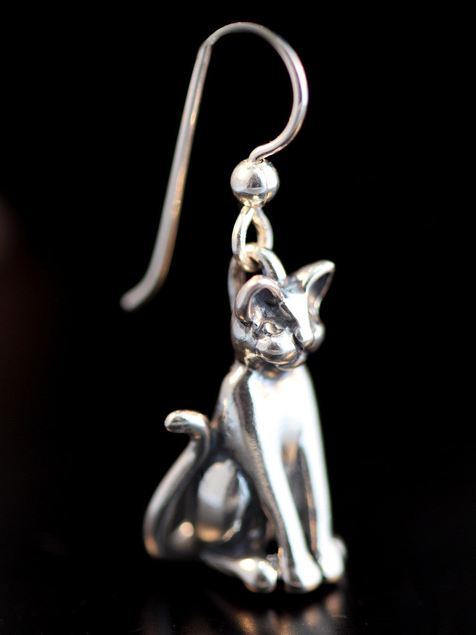 Sterling Silver Egyptian Magic Cat Earring