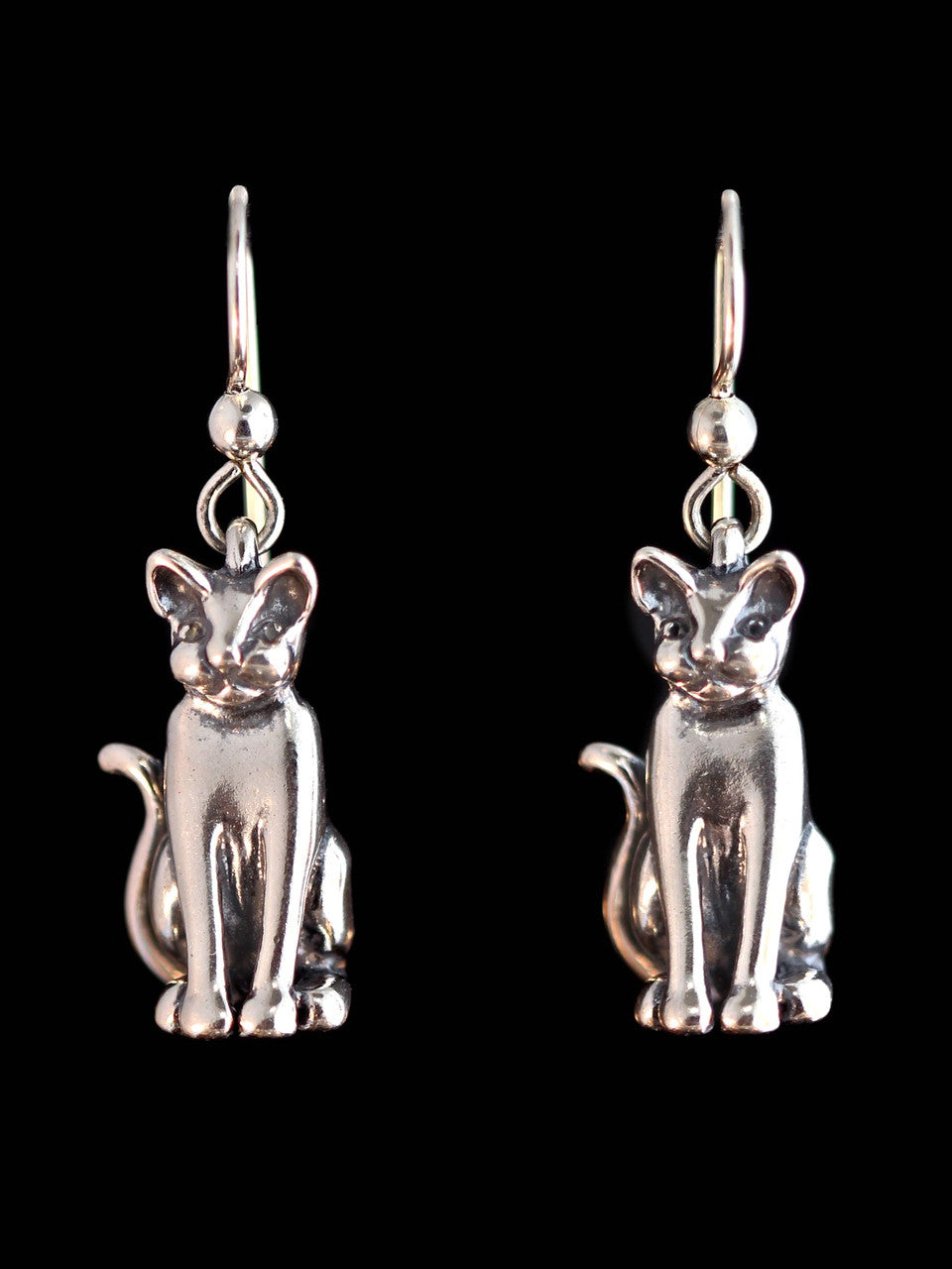 Sterling Silver Egyptian Magic Cat Earrings