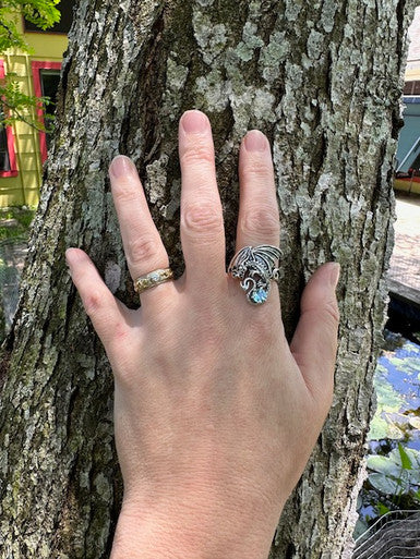 Magic Dragon Ring with Gemstone - Sterling Silver