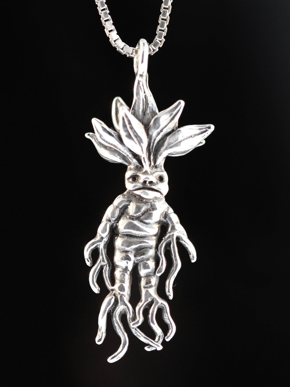 Mandrake Root Charm in Silver