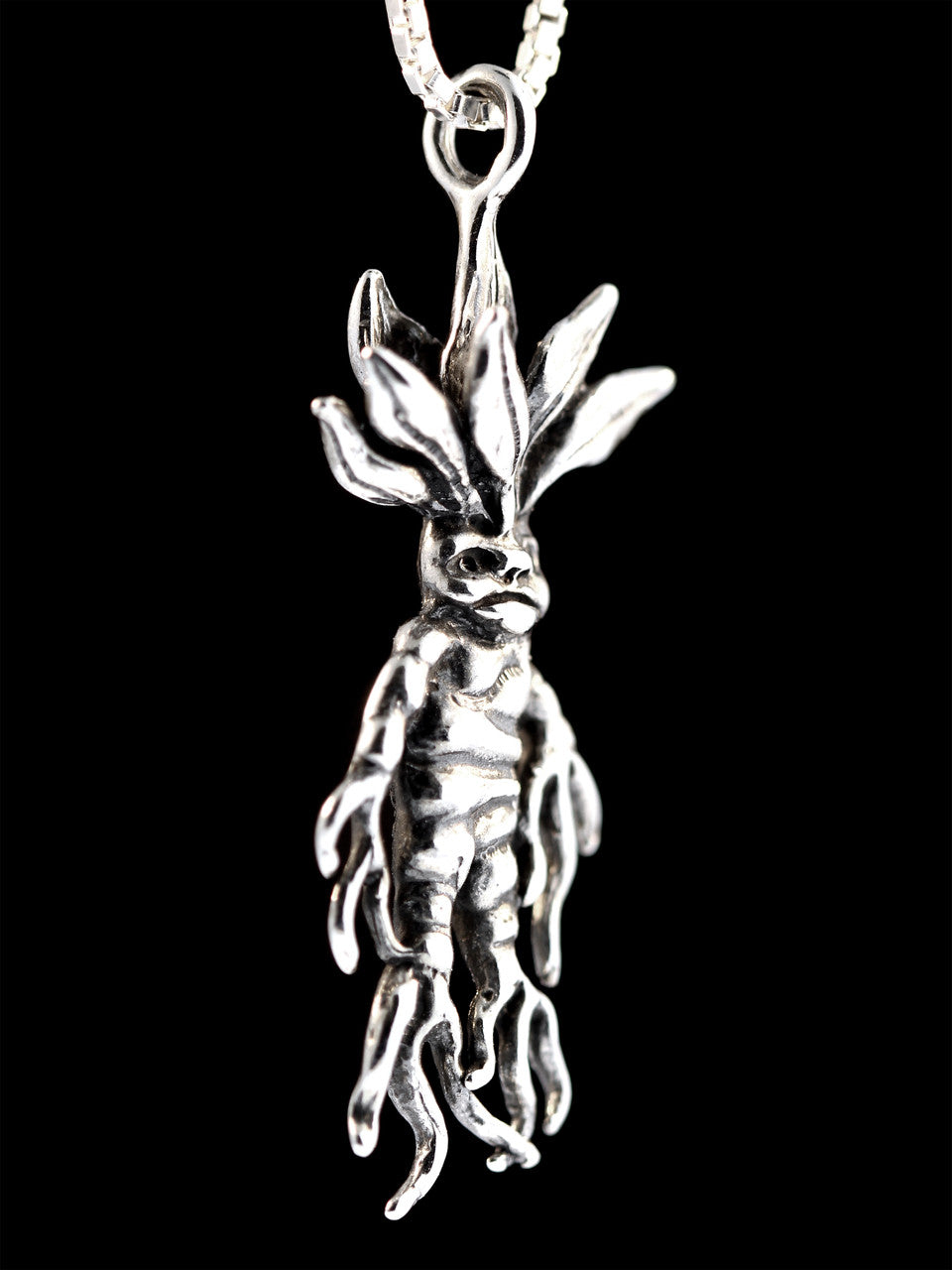 Mandrake Root Charm in Silver