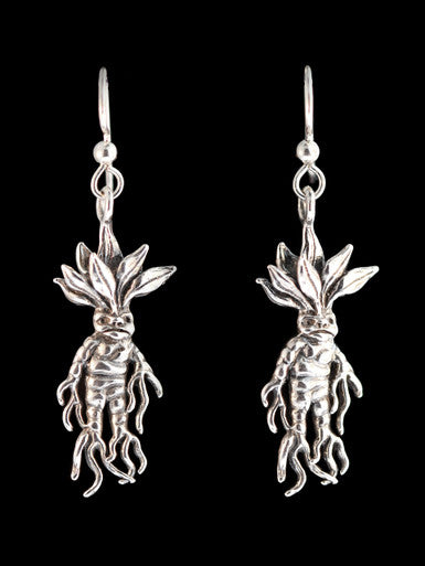 Mandrake Root Earrings - Silver