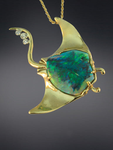 Manta Ray Opal Pendant - 18K Gold - SOLD