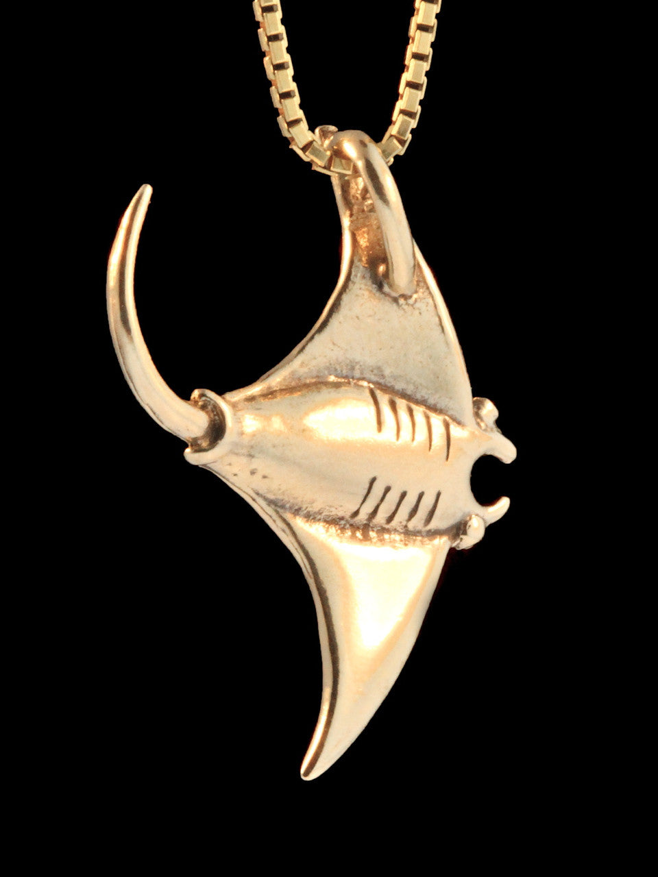 Manta Ray Charm - Solid 14k Gold