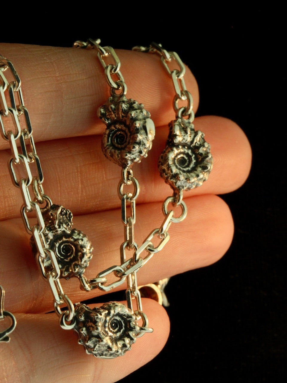 Custom lost wax cast Marston Marble Ammonite Neckpiece.