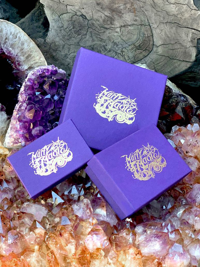 All Marty Magic Jewelry is packaged in a beautiful box, embossed with the gold foil Marty Magic dragon logo. Perfect for any occasion. Designed in Santa Cruz, California by Marty Magic. Made in the U.S.A.