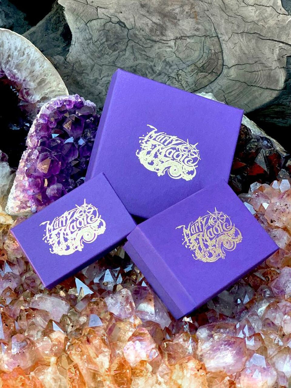 All Marty Magic Jewelry is packaged in a beautiful purple box, embossed with the gold foil Marty Magic dragon logo. Perfect for any occasion!