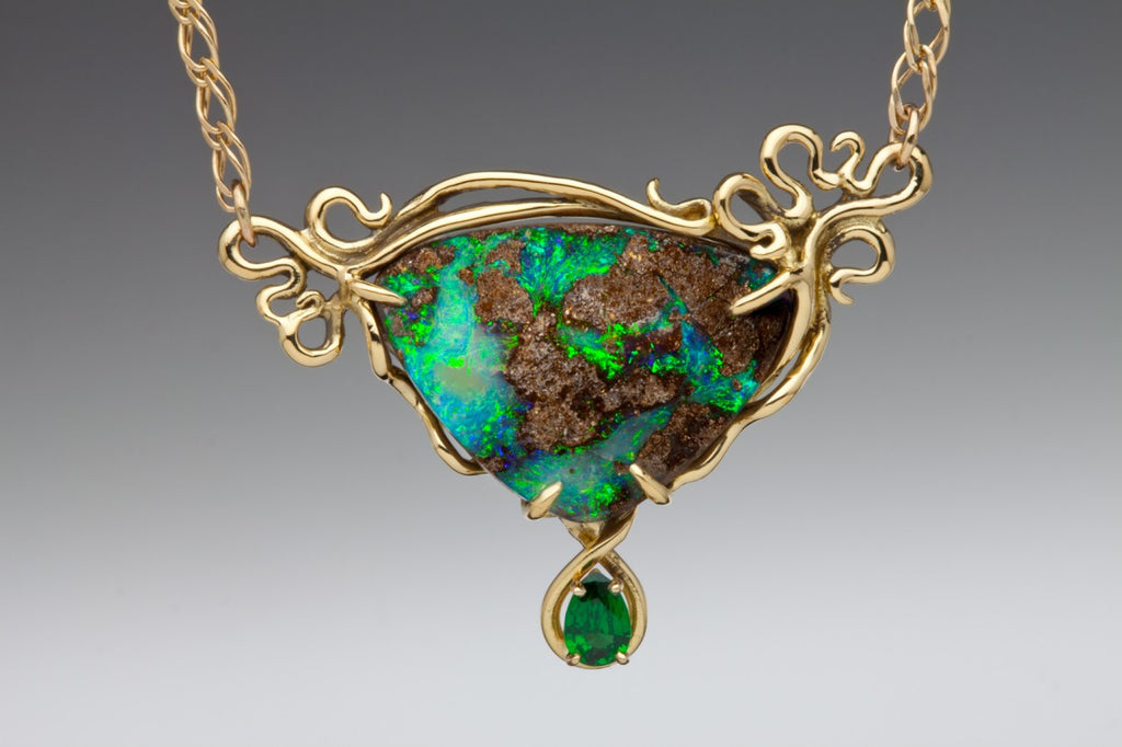 Ocean Reef Boulder Opal Pendant - 18K Gold - SOLD