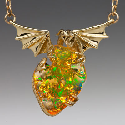 Mirage - Mexican Fire Opal Dragon - 18K Gold SOLD