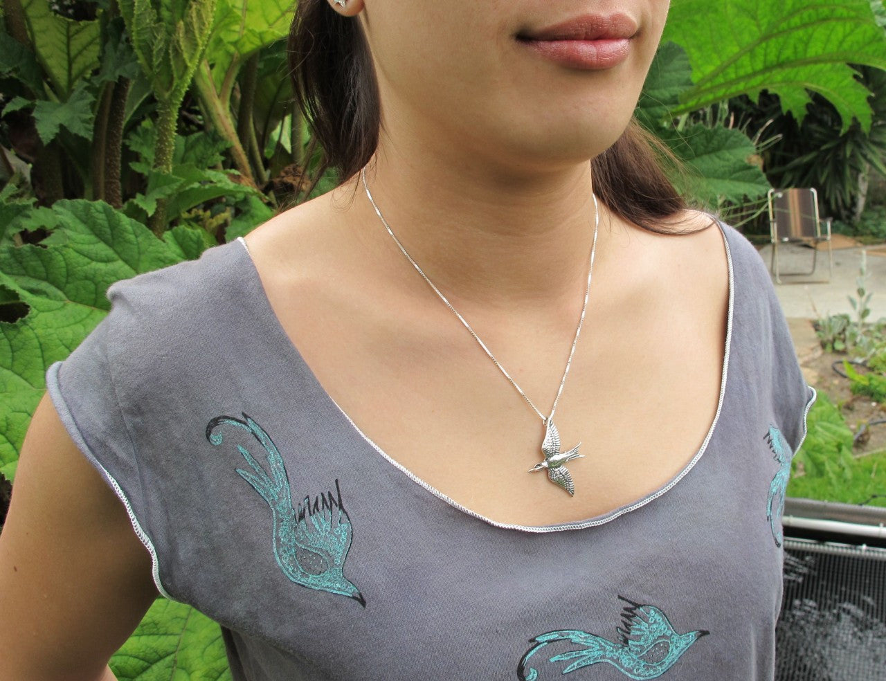 Mocking Jay Charm Pendant Silver