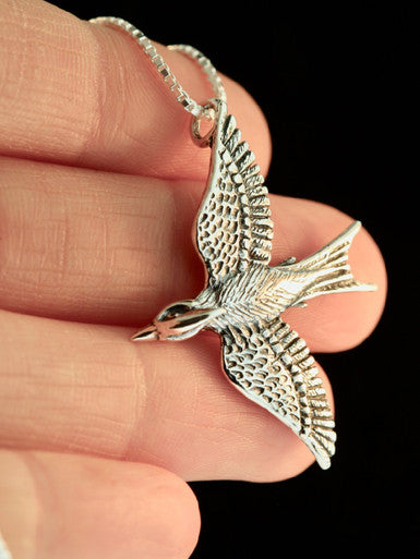 Mocking Jay Charm Pendant - Silver