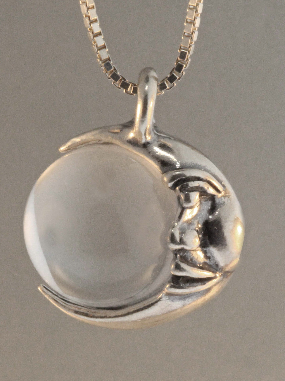 Moon Orb Pendant with Quartz Crystal