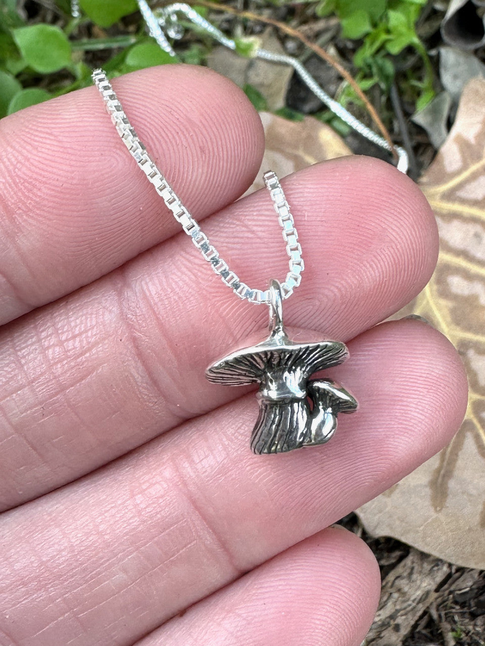 Tiny Mushroom Charm - Silver