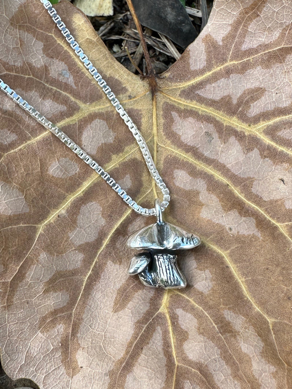 Tiny Mushroom Charm - Silver
