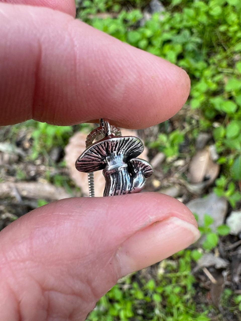 Tiny Mushroom Charm - Silver