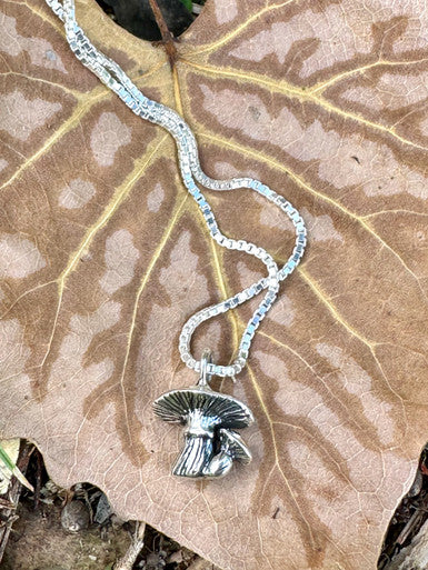 Tiny Mushroom Charm - Sterling Silver