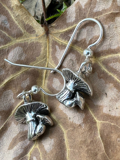 Tiny Mushroom Earrings - Silver