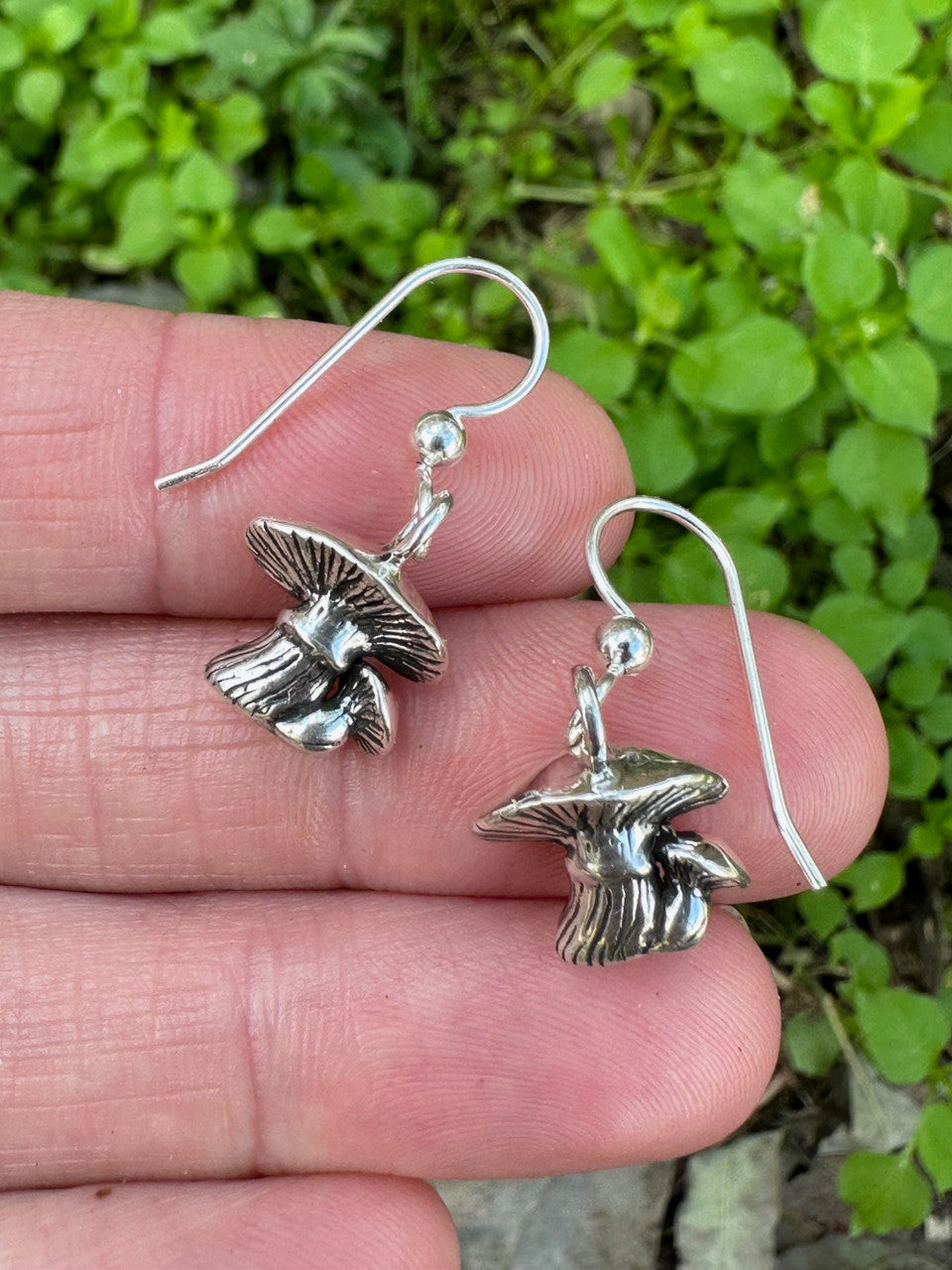 Tiny Mushroom Earrings - Silver