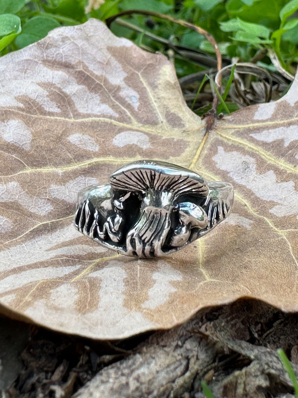 Mushroom and Gnome Ring - Silver