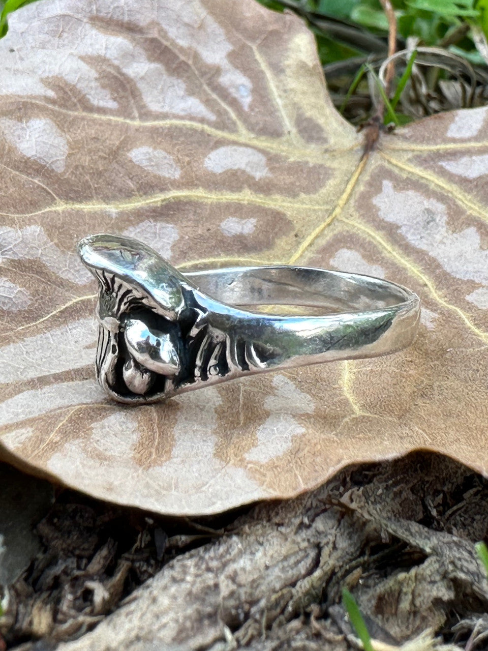 Mushroom and Gnome Ring - Silver