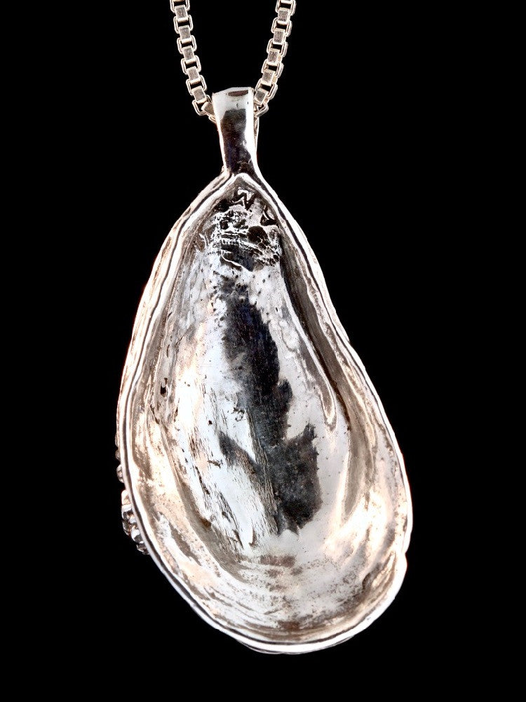 Life Casting Mussel with Barnacles Pendant in Silver