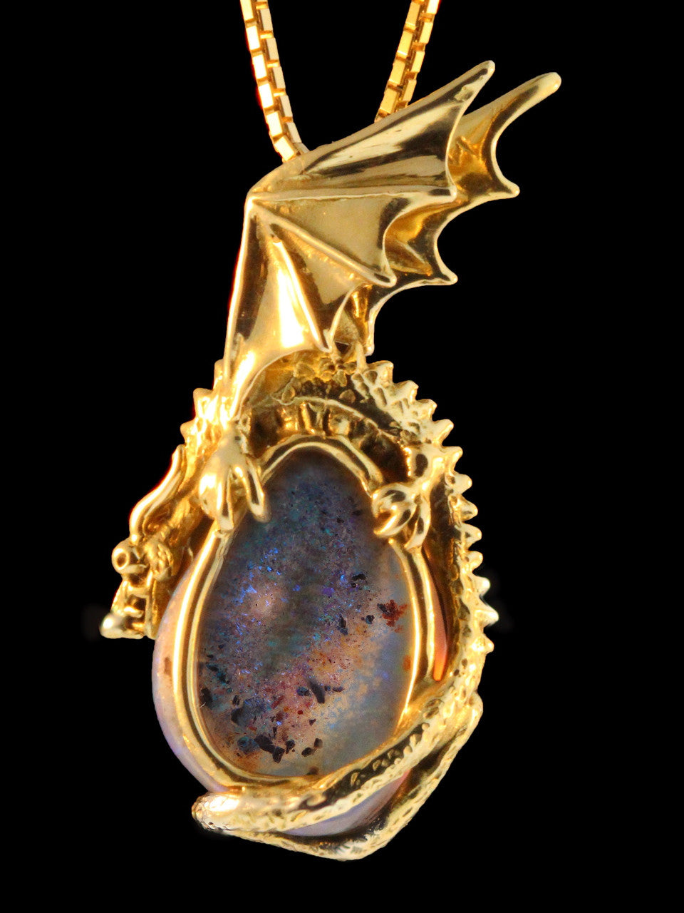 Mystic Opal Dragon Pendant - 18K Gold - SOLD