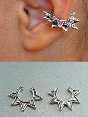Stacking Ninja Star Ear Cuff Combo - Silver