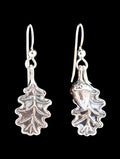 Oak Leaves and Acorn Earrings - Silver