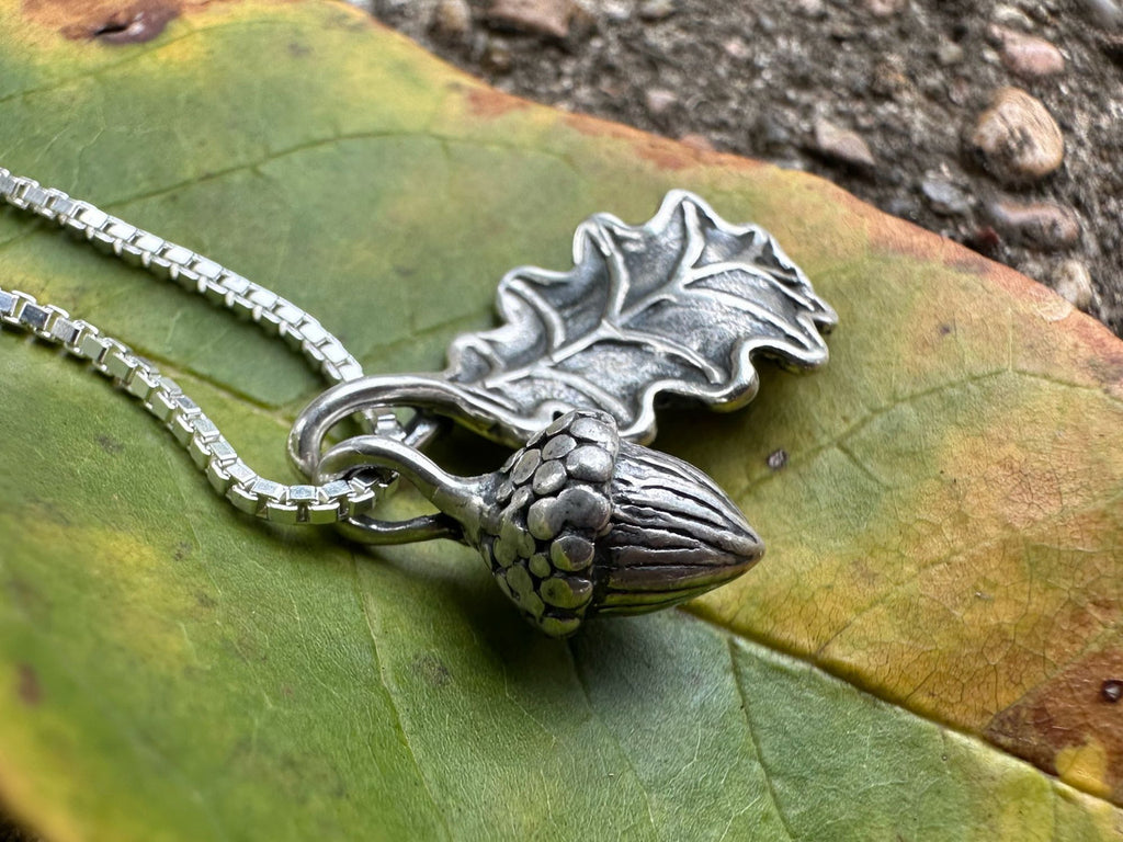 Oak Leaf and Acorn Charms in Silver