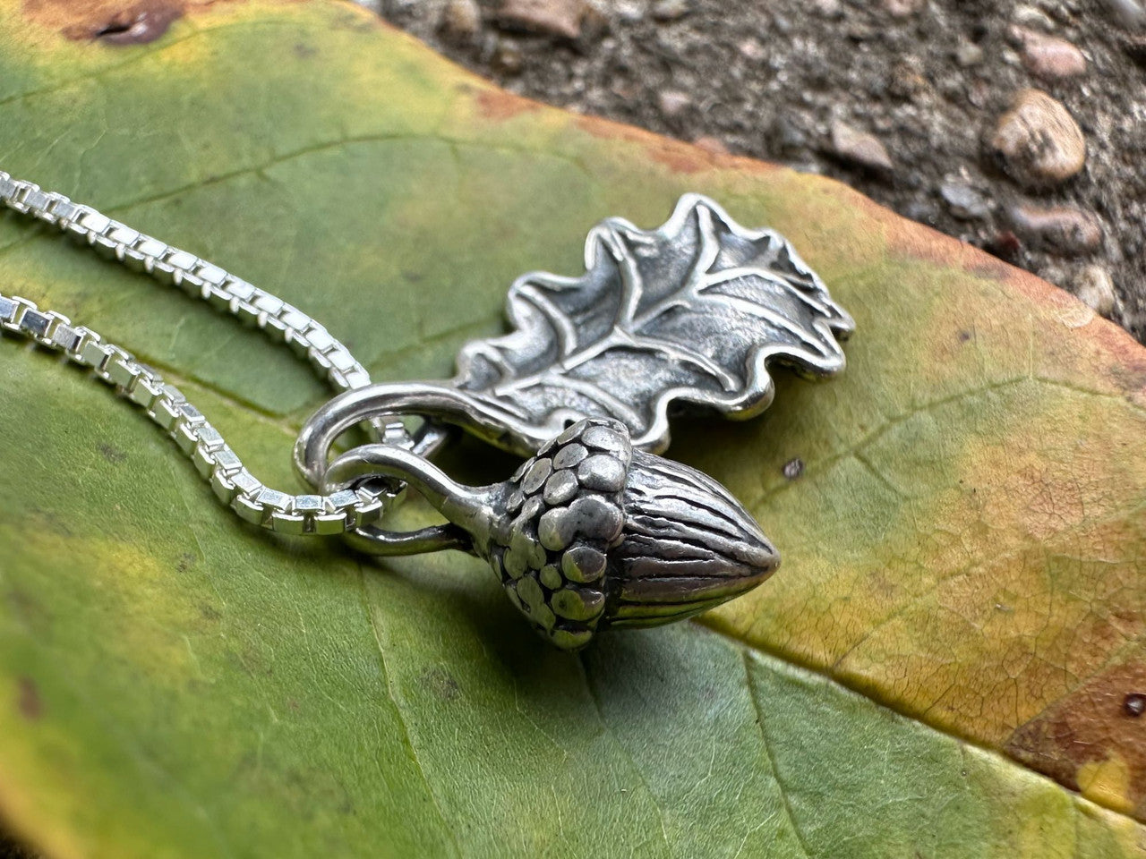 Oak Leaf and Acorn Charms in Silver