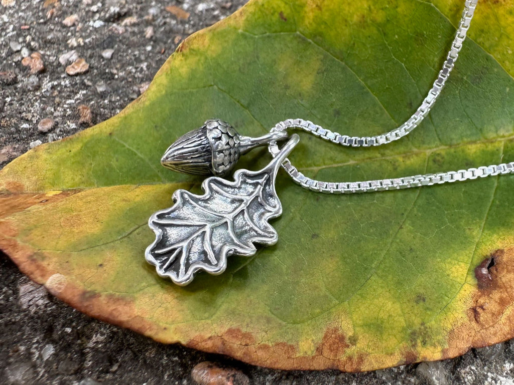 Oak Leaf and Acorn Charms in Silver