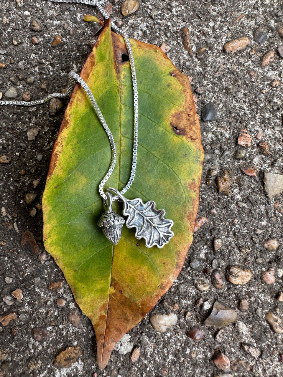 Oak Leaf and Acorn Charms in Silver