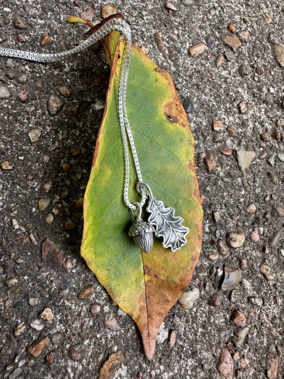 Oak Leaf and Acorn Charms in Silver