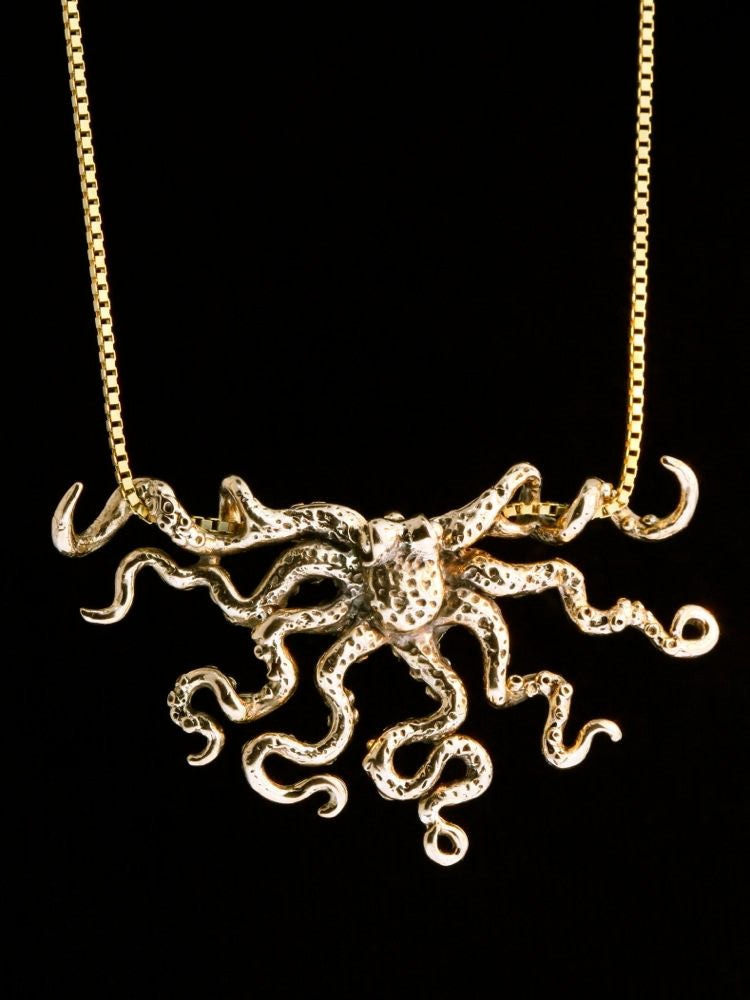 Octopus Slider Pendant - 14K Gold