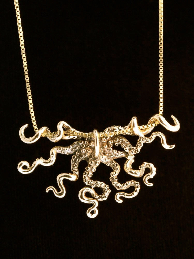 Octopus Slider Pendant - 14K Gold