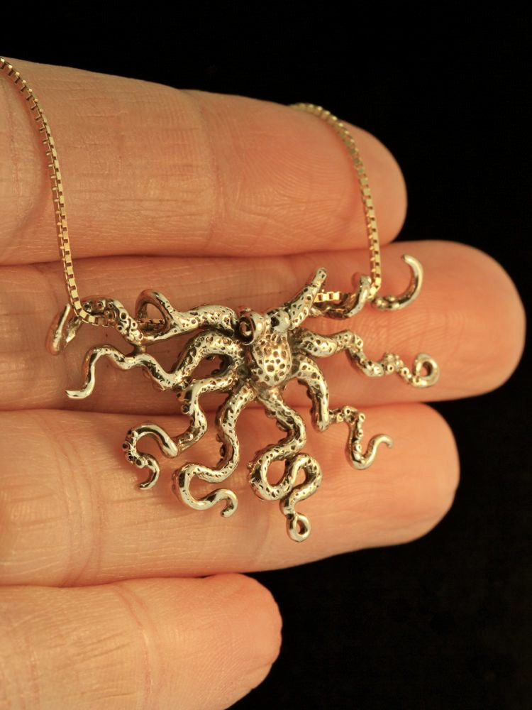 Octopus Slider Pendant - 14K Gold