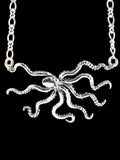 Swimming Octopus Neckpiece with Figure Eight Chain - Sterling Silver