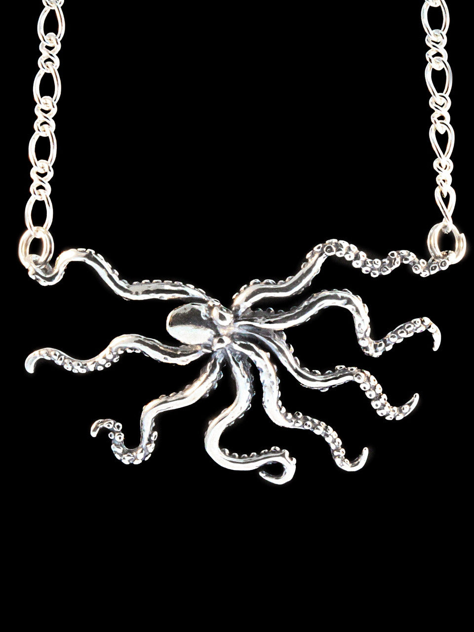 Swimming Octopus Neckpiece with Figure Eight Chain - Silver