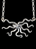 Swimming Octopus Neckpiece with Figure Eight Chain - Silver