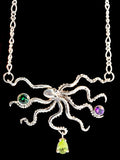 Octopus Neckpiece with Jeweled Treasures - Sterling Silver