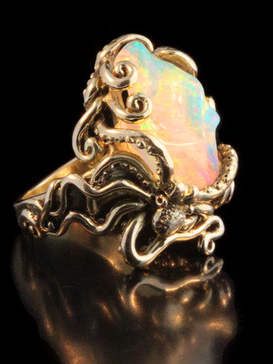 Fire and Ice Octopus Ring - 18K Gold - SOLD