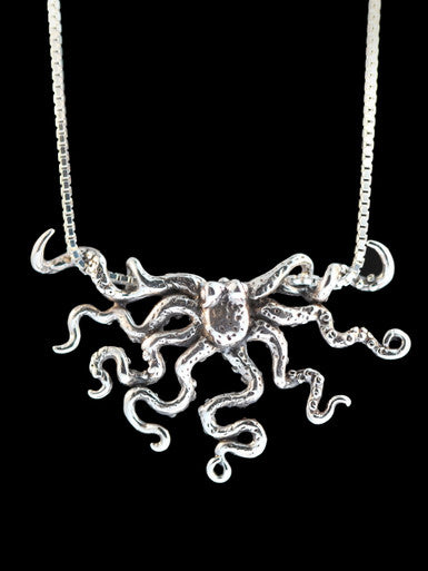 Octopus Slider Pendant - Sterling Silver