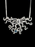 Octopus Slider Pendant with Gemstone - Sterling Silver