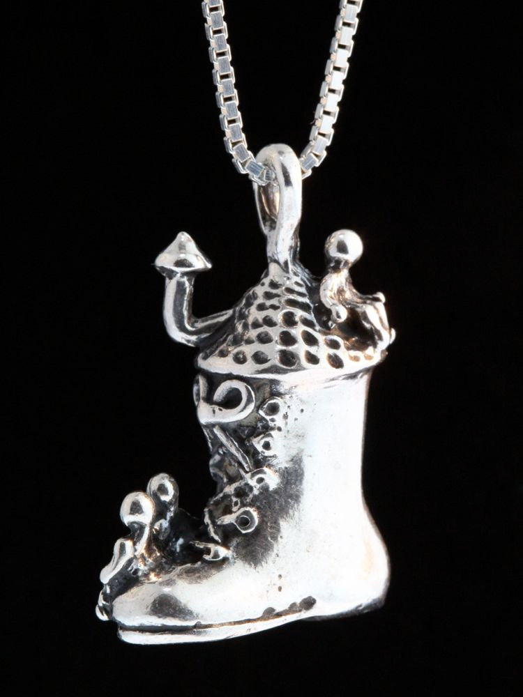Mother Goose - Old Woman in a Shoe Charm - Sterling Silver